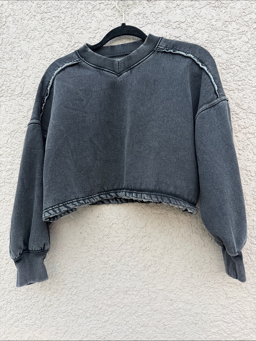 Free People Washed Black Cropped Utility Jacket